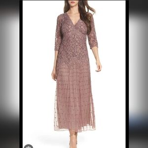 Pissaro Nights Fully Beaded Mauve Pink Nightgown, 12